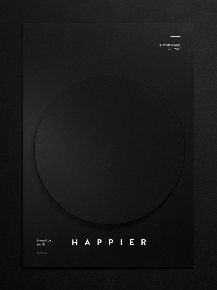 Happier #black #graphic #design #poster