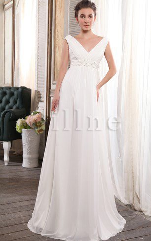 Abito da Sposa a Riva in Chiffon Stravagante Cerniera A-Line