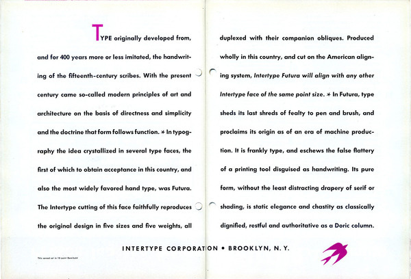 Intertype Futura type specimen #type #specimen #typography