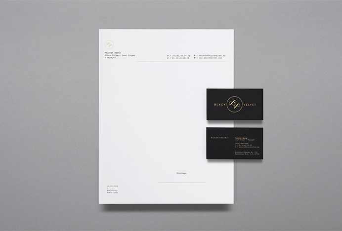 Black Velvet by NNATO #logo #mark #gold #stationary #print #business #card