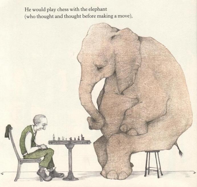 A Sick Day for Amos McGee #chess #elephant #illustration #checks #game
