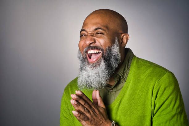 Portrait of Middle Aged Bald African American Man with Beard