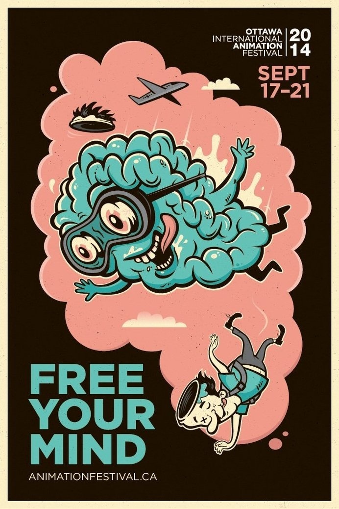 Adeevee - 2014 Ottawa International Animation Festival: Free your mind #cloud #mind #free #brain #float #illustration #poster