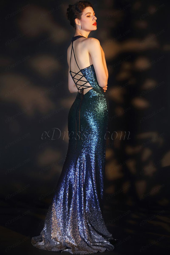 eDressit Halter Gradient Sequins High Slit Party Evenign Dress (02204956)