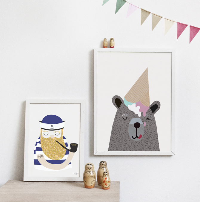 #nordic #design #graphic #illustration #danish #simple #living #interior #kids #room #poster #bear #icecream #cone #teddy #sweet