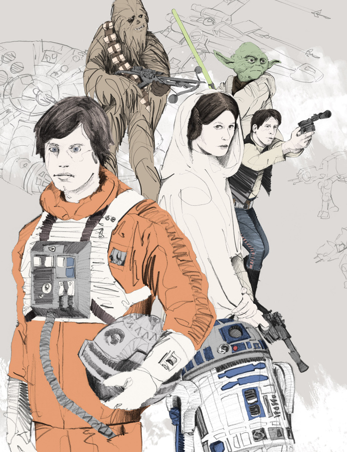 Star Wars illustrations for music magazine Rolling Stone Germany by Philipp Zurmöhle – www.philippzm.com #starwars #illustration #rolling