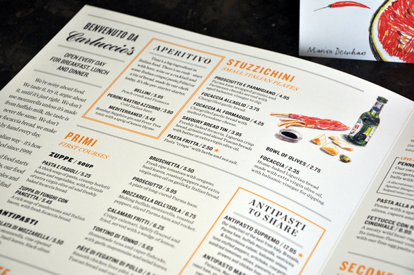 Carluccio's Summer Menu 2011 | Irving #illustration #menu