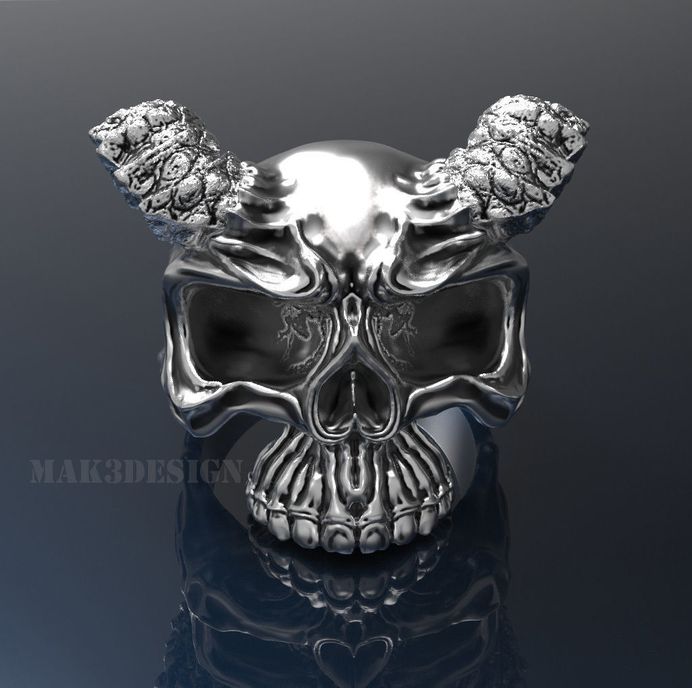 mens skull ring silver skull rings size - 20mm 3d model stl 4