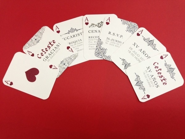 XV Invitation/ Invitaciones de XV años / #invitation #corazones #print #playing #poker #cartas #hearts #cards