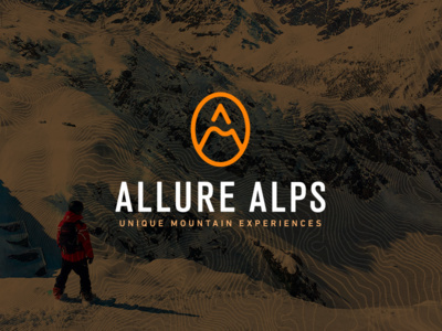 Branding design for an destinations managment company that operates on high level mountain experiences trough the Alps: Allure Alps - Uniqu #logotype #agency #mountain #line #branding #ski #travel #experiences #brand #snowboard #logo #tour #allurealps