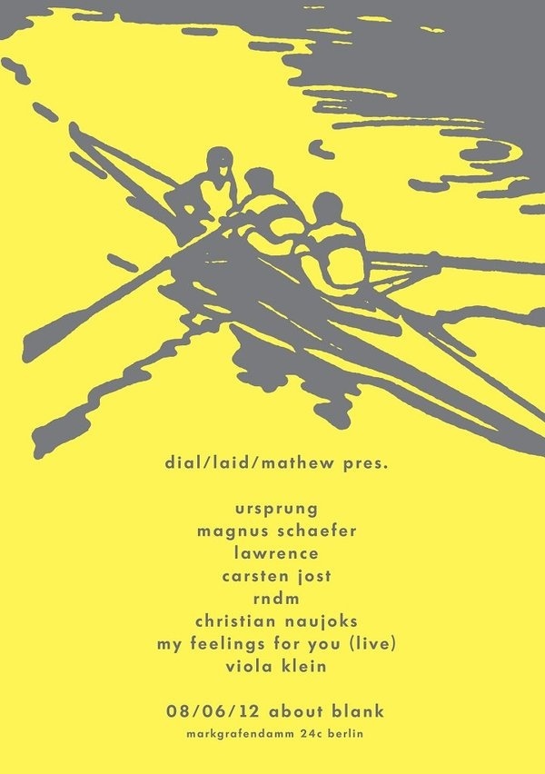 RA: Dial/Laid/Mathew presents Ursprung, Lawrence #music #rowing #flyer #boat