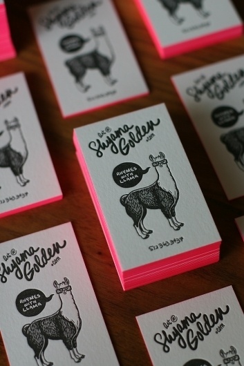 Llama Business Cards | Jeannie Huang #llama #shyama #golden #neon
