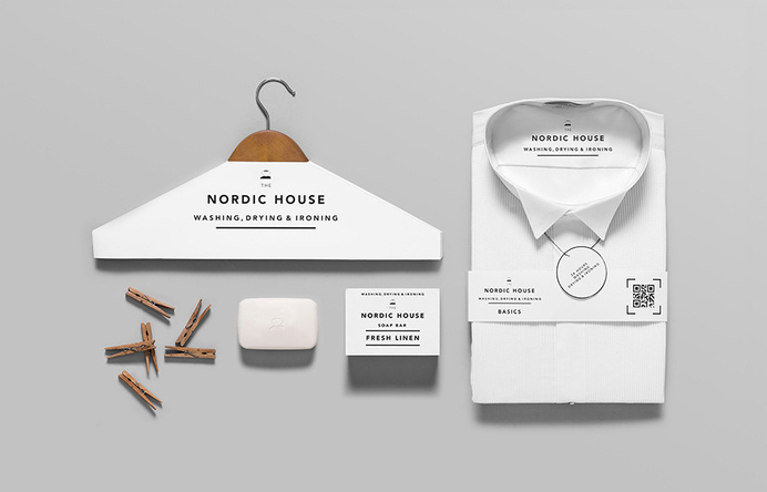 Logo and print designed by Anagrama for dry cleaning shop Nordic House #packaging #branding