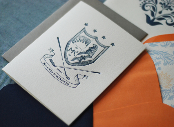 Illustrated Family Crest Wedding Invitations Richie Designs3 #illustrated #reef #crest #royal