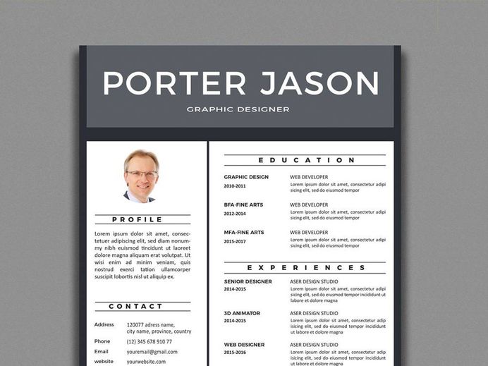 Porter Resume - Free Clean Resume Template in Illustrator Format