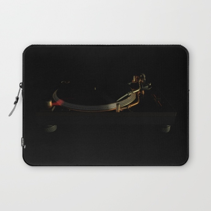 Turntable in the dark Laptop Sleeve at Søciety6 #technics #dj #vinyl #3d #cgi #cinema4d #c4d #visualization #rickardarvius