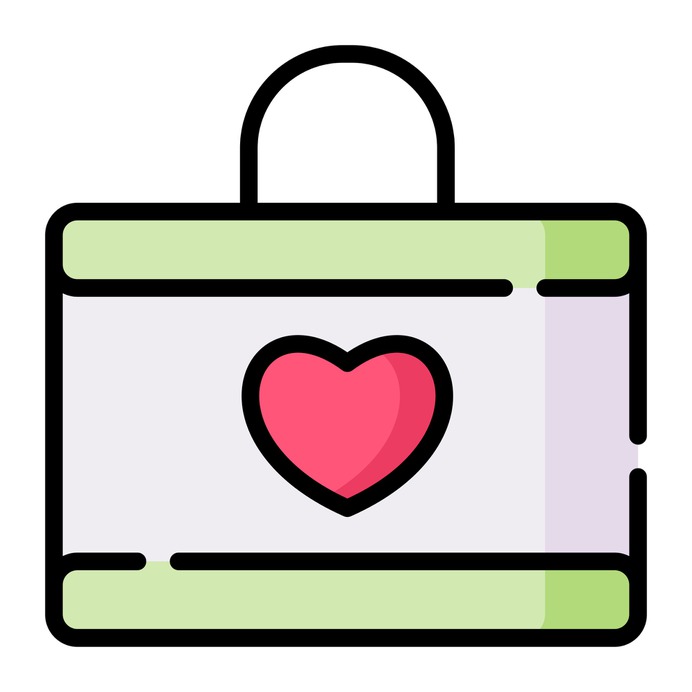 See more icon inspiration related to bag, love and romance, commerce and shopping, shopping bag, shopper, heart, love, commerce, shopping and business on Flaticon.