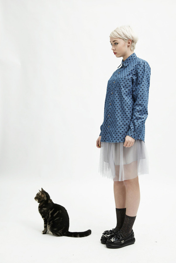 Unisex Polka Dot Cotton Denim Shirt #photography #retail