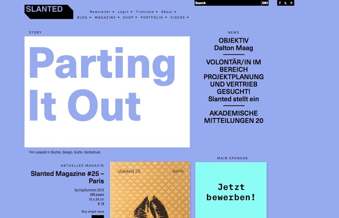 Slanted, inspiration N°313 published on The Gallery in date August 11th, 2015. #website #typography