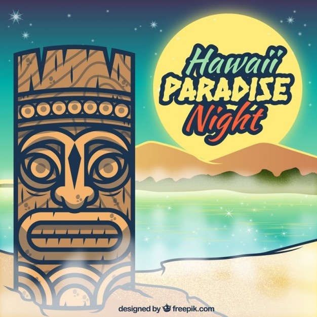 #HAWAII #PARADISE #NIGHT #free #vector #tiki