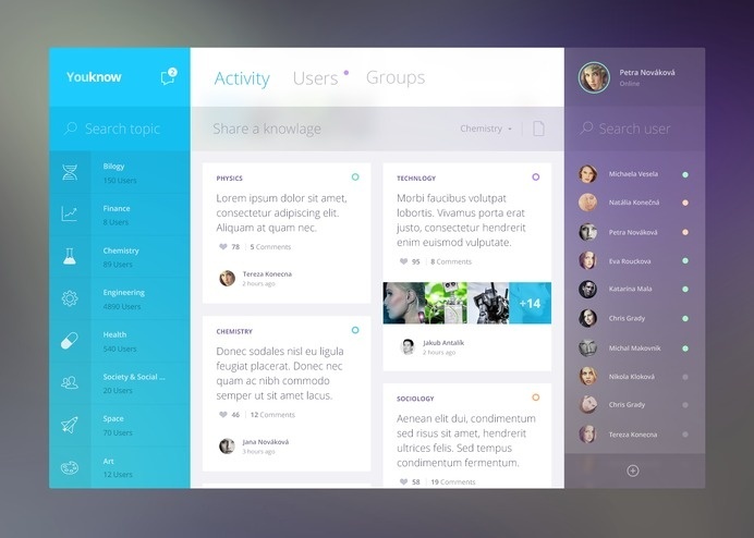social network, science, UI, web