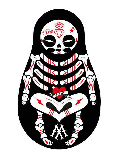 matriosca-bones #ink #monking #matrioska #pretty #mom #tattoo #indian #la #art #skull #bones #love