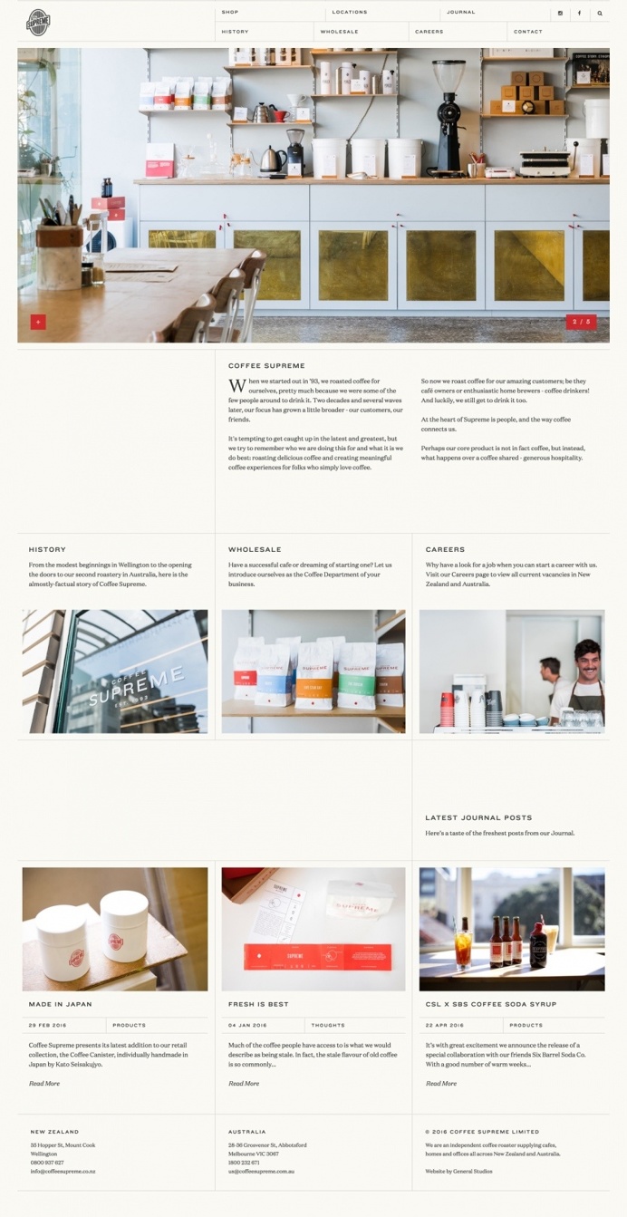 Coffee supreme roastery new zealand best site of the day award beautiful minimal design inspiration www.coffeesupreme.com on mindsparklemag