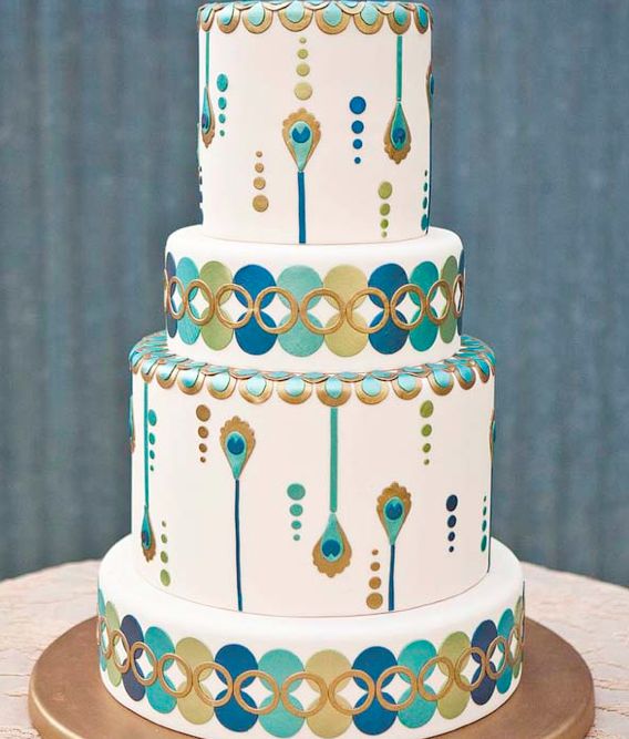 modern peacock cake