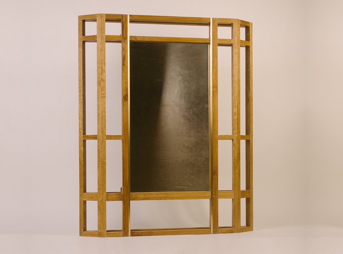 Mirror WALLOUT ZEPPELIN Fly Massive Millworks #mirror #interior #wall #oak #wood #brass #constructivism #modernism