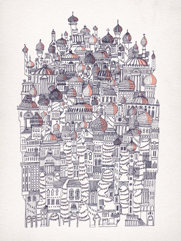 Image of Diomira #city #screenprint #composition #illustration #drawn #handmade #hand #buildings