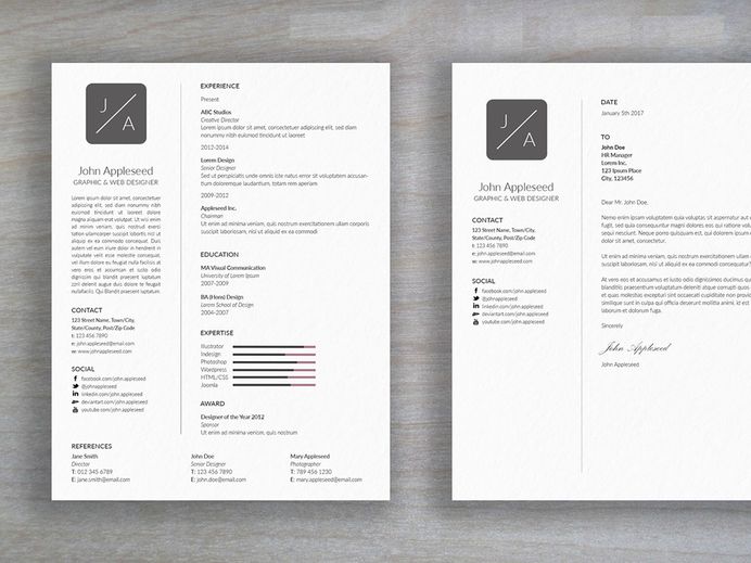 Appleseed Resume - Free Clean Minimal Resume Template with Cover Letter