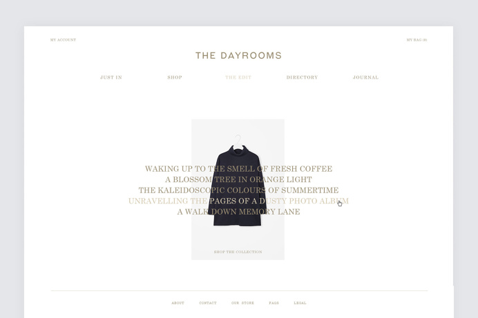 Brand identity and website design by Two Times Elliott for Australian fashion boutique in London The Dayrooms