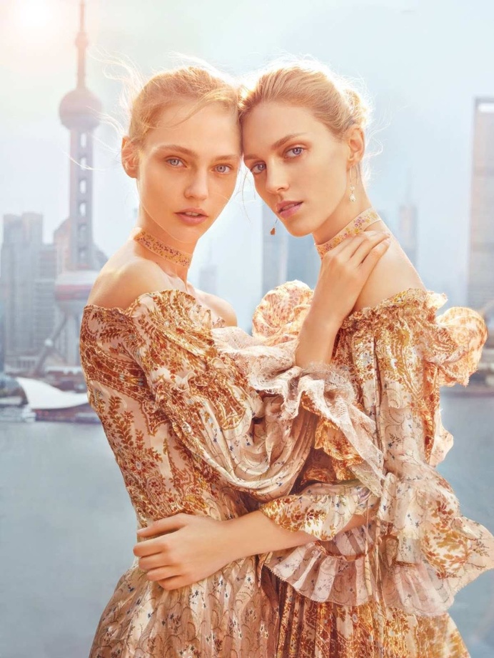 Anja Rubik and Sasha Pivovarova by Chen Man