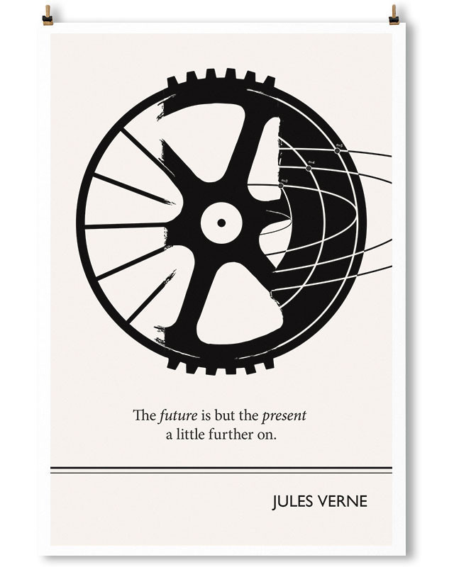 Obvious State #jules #white #verne #and #sci #fi #black #wheel #poster #evolution #future #technology #cog