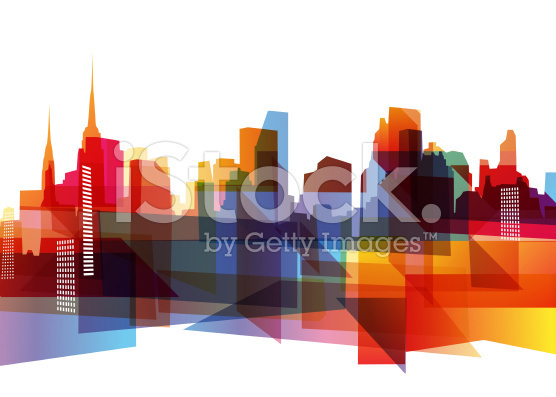 Illustration, city, color, layering