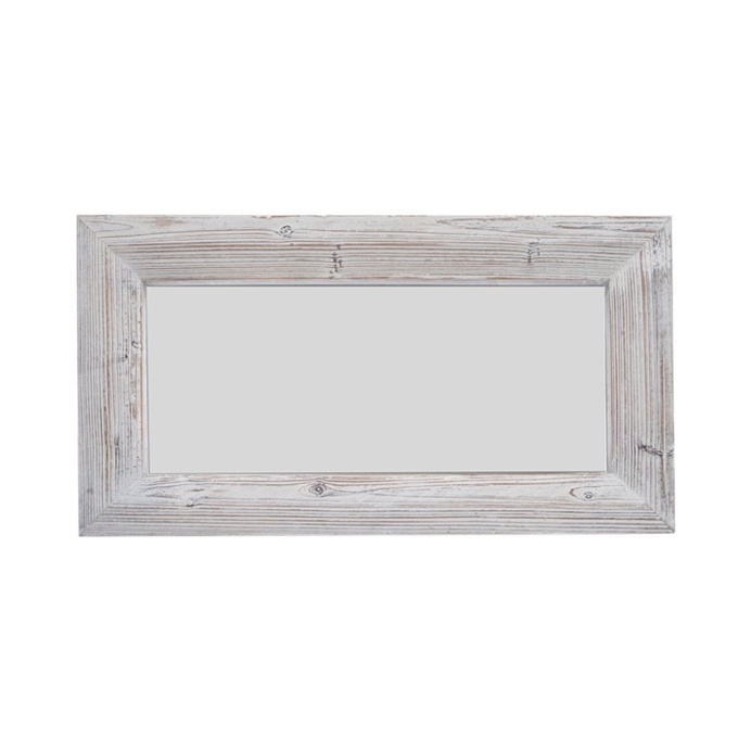 Vintage White Wash Wood Rectangle Mirror, 72cm x 44cm