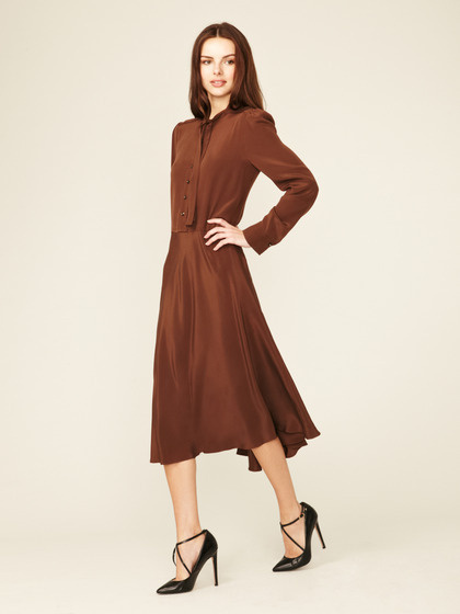 Marc by Marc Jacobs Michaela Silk Tie Neck Dress #fashion #brown #dress