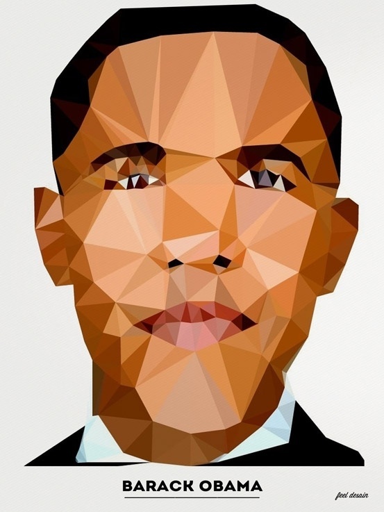 POLYGONAL PORTRAITS | FEEL DESAIN | feel desain #design #graphic #poly #digital #posters #poster #polygonal #obama