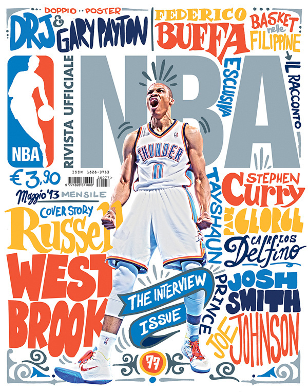 NBAITALIA2013mayo #print #hand #cover #illustration #basketball #drawn #type #nba #magazine