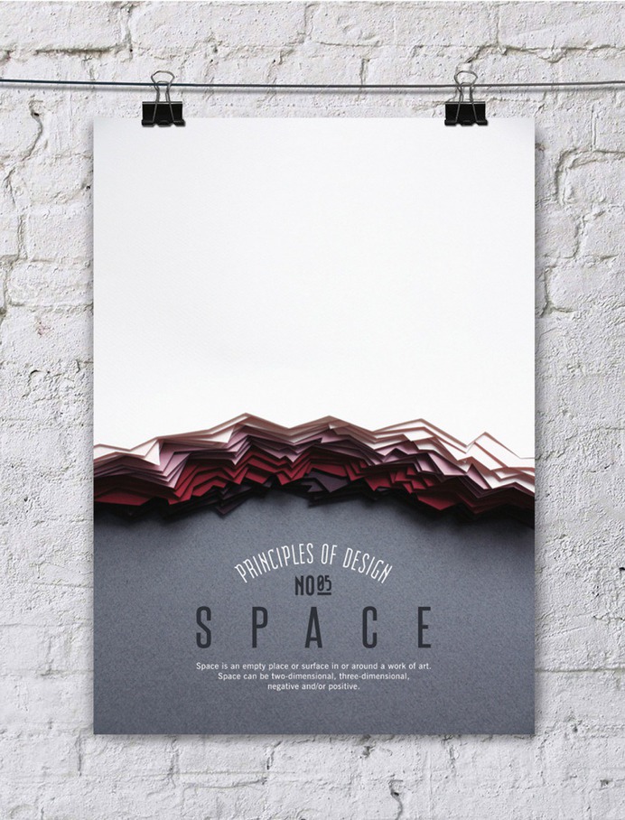 cartel poster con los principios del diseño, espacio