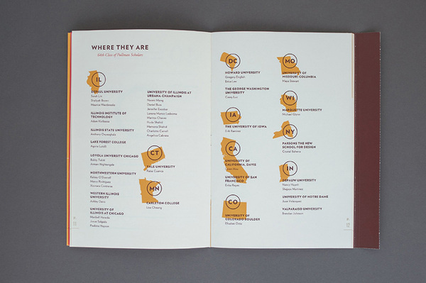 George M. Pullman Foundation Annual Report #information #print #infographic #annual #spread #info #data #type #layout #typography