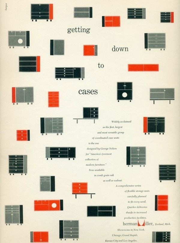 Getting Down to Cases (Herman Miller, 1952) #miller #1950s #george #nelson #charles #& #advertising #ray #vintage #herman #magazine #eames