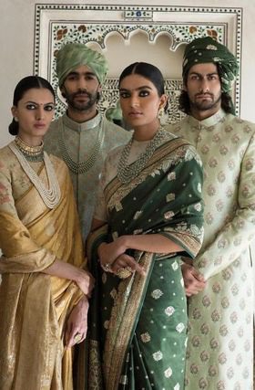 Bottle Green & Golden Banarasi saree