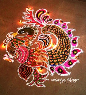Colourful Peacock Rangoli Designs Images