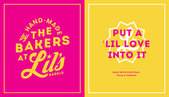 lil, bagels, breakfast, logo, pink, white, bold, star
