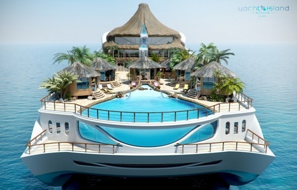 Yacht Island Design's 'Tropical Island Paradise' #island #yacht #boat