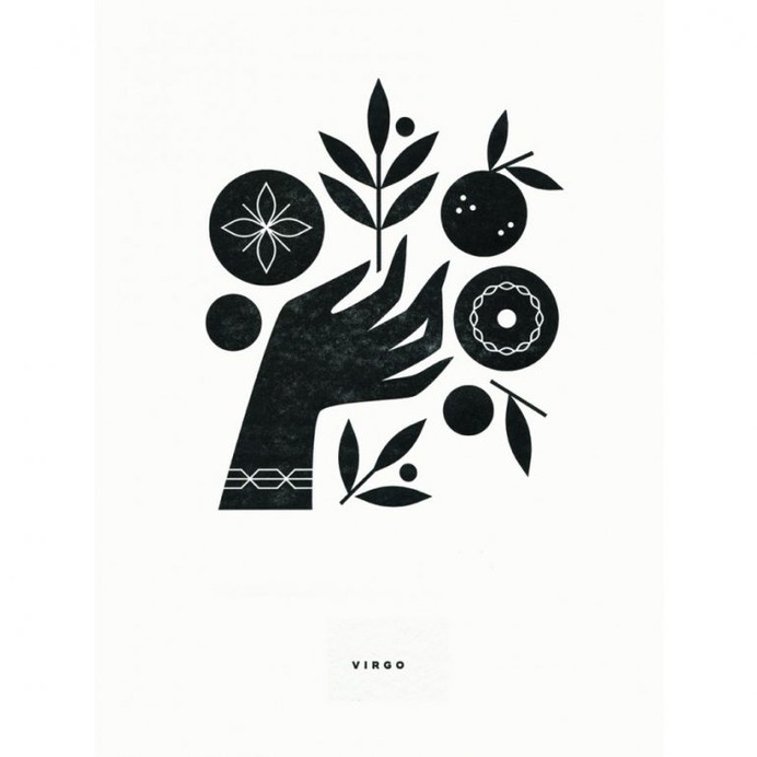 Virgo letterpress print by Katie Kirk