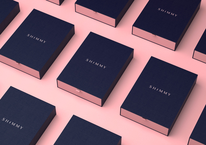 Shimmy fashion beautiful packaging branding corporate design pink minimal logo business card stationery ragged edge mindsparkle mag graphic