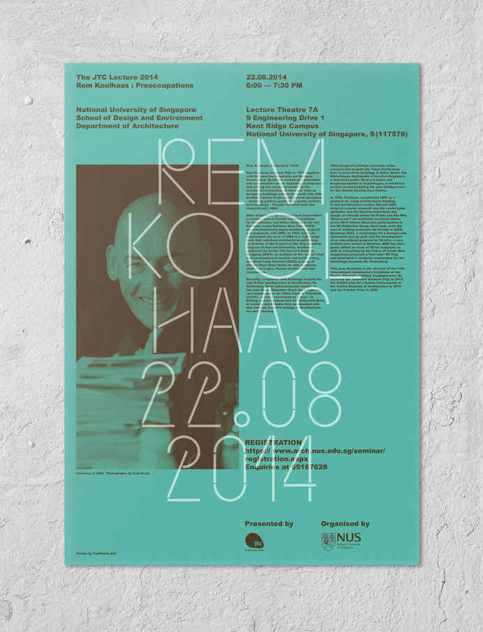 TwoPoints.Net has been commissioned to design the visual identity of the architecture lecture series at the National University of Singapore