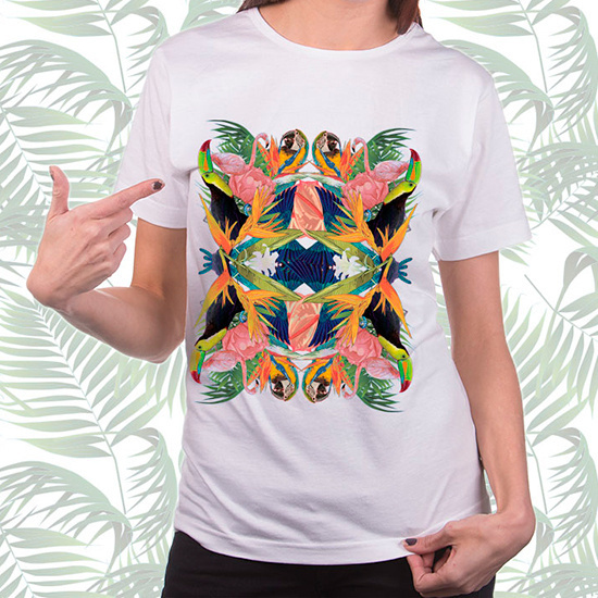 Tropic Kaleidoscopic #tropic #print #exotic #bird #flower #palm